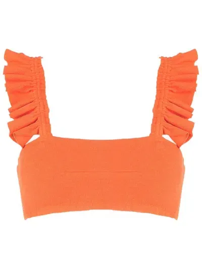 Clube Bossa Zarbo Square-neck Bikini Top In Orange