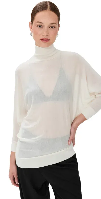 Co Asymmetrical Short Sleeve Knit Sweater Ivory