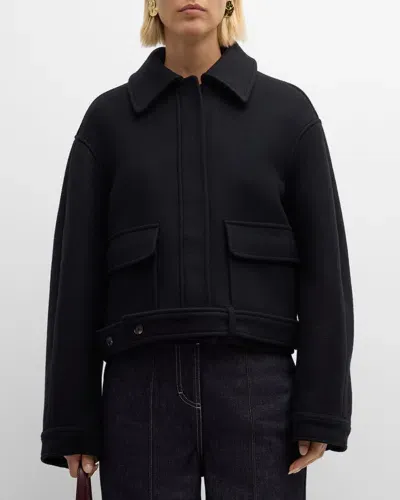 Co Belted Crop Wool Jacket In Black