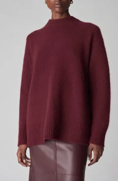 Co Boyfriend Crew Neck Sweater In Bordeaux