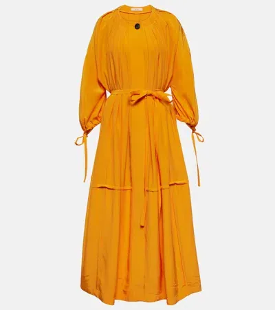 Co Long-sleeve Belted Bubble Maxi Dress In Orange