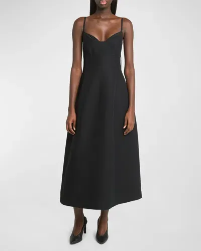 Co Bustier Cut Sleeveless Midi Dress In Black