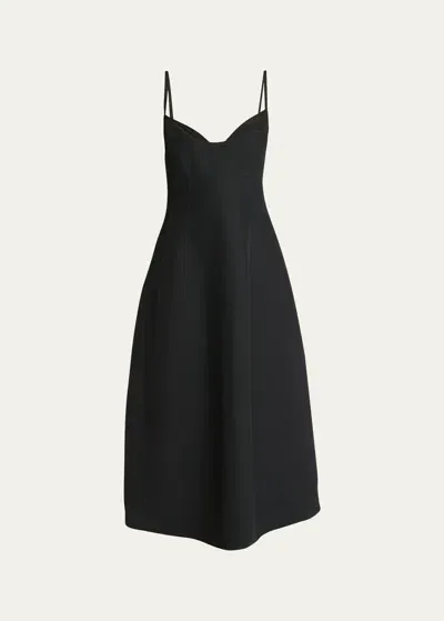 Co Bustier Cut Sleeveless Midi Dress In Black