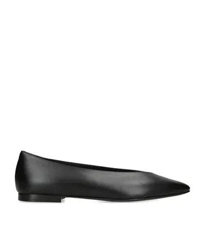 Co Calfskin Pointed Ballet Flats In Black