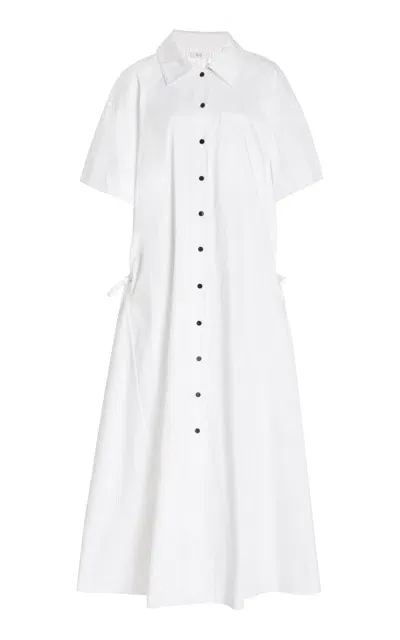 Co Gathered-waist Tton Shirt Dress In White