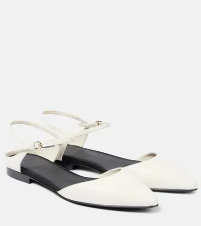 Co Leather Slingback Flats In Ivory