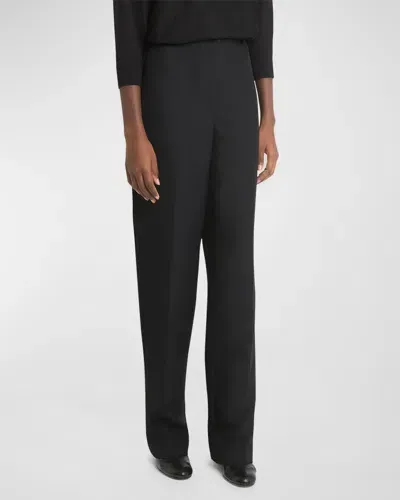 Co Mid-rise Straight-leg Vented Pants In Black