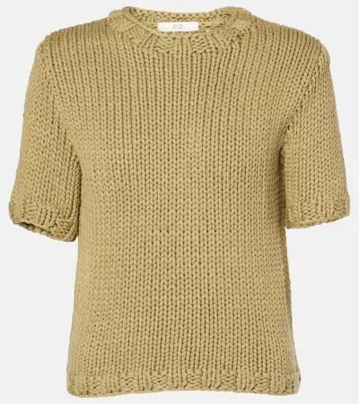 Co Ribbed-knit Tton-blend Top In Sage