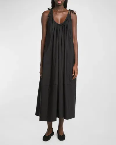 Co Sleeveless Gathered Maxi Shift Dress In Black