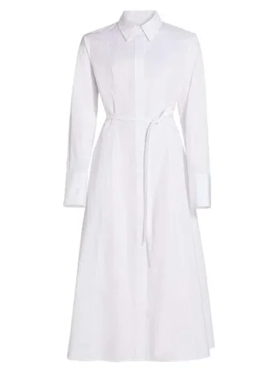 Co Women's Tton Poplin Tie-waist Shirtdress In White