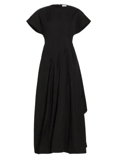 Co Women's Short-sleeve Side Wrap Midi Dress In Black