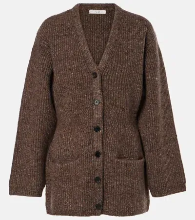 Co Wool-blend Tweed Cardigan In Brown