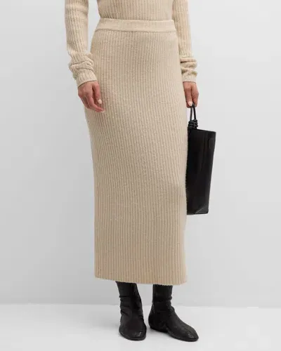 Co Wool-cashmere Rib Maxi Pencil Skirt In Ivory