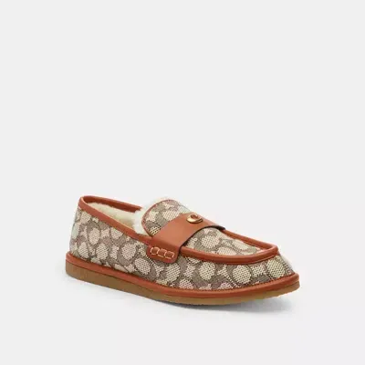 Coach Forest Slipper Aus Signature-textil-jacquard In Brown