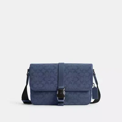 Coach League Kuriertasche Aus Signature-canvas-jacquard In Blue