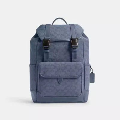 Coach League Rucksack Mit Umschlag Aus Signature-canvas-jacquard In Blue