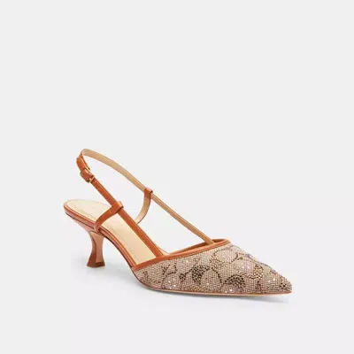 Coach Rosie Slingback Aus Signature-jacquard Mit Kristallen In Brown