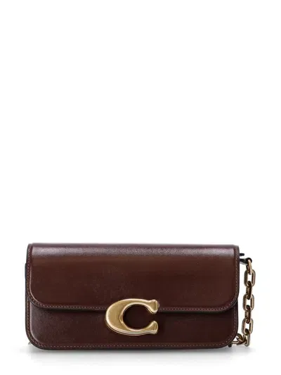 Coach Tabby Logo Plaque Shoulder Bag In Brown