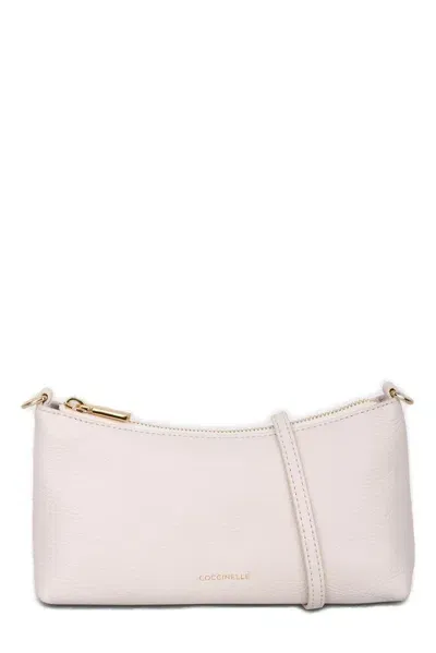 Coccinelle Aura Leather Shoulder Bag In White