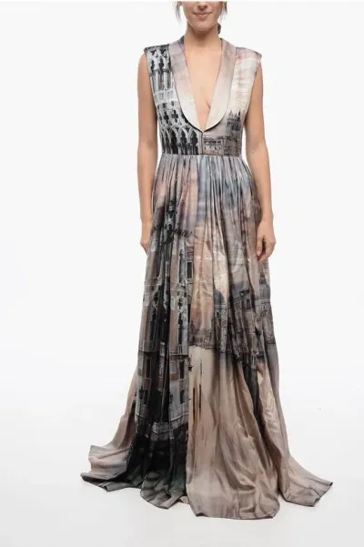 Co.go Maison Silk Venezia Maxidress With Pockets In Gray