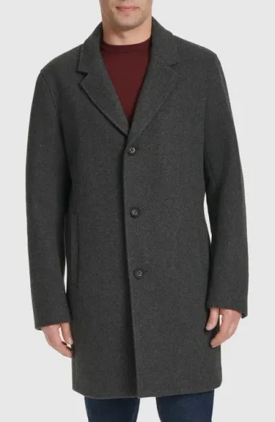 Cole Haan Regular Fit Stretch Wool Coat In Charcoal