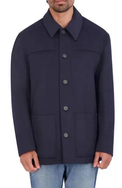 Cole Haan Wool Blend Shirt Jacket In Navy