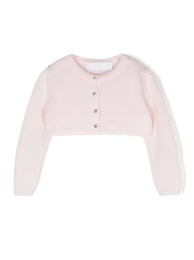 Colorichiari Babies' Crystal-embellished Buttons Cardigan In Pink