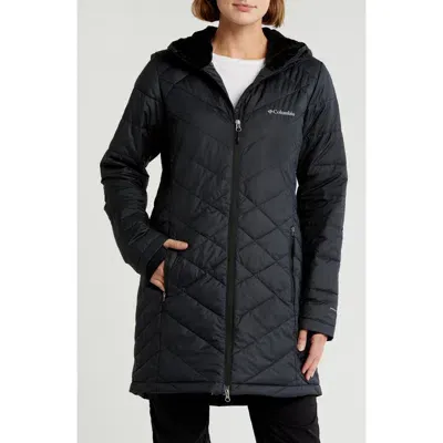 Columbia Heavenly Long Water Resistant Insulated Hooded Coat In Black