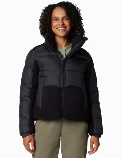 Columbia Leadbetter Point Ii Sherpa Hybrid Puffer Jacket In Black