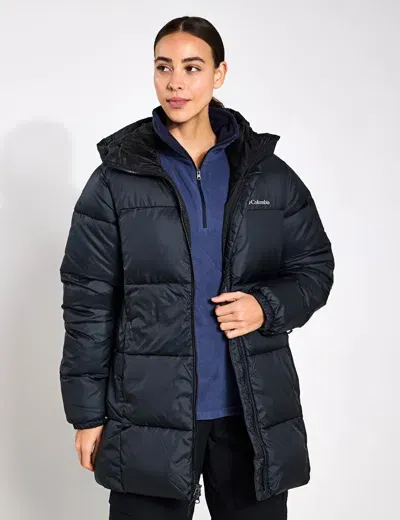 Columbia Puffect Ii Hooded Mid Puffer Jacket In Black