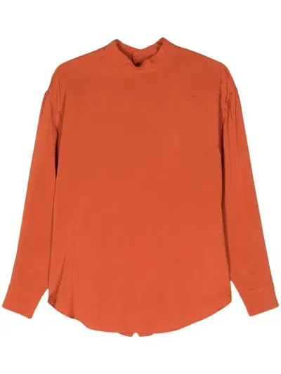 Colville Lace-up Crepe Blouse In Orange