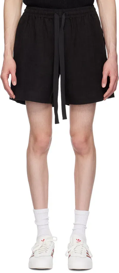 Commas Black Linen Lounge Shorts