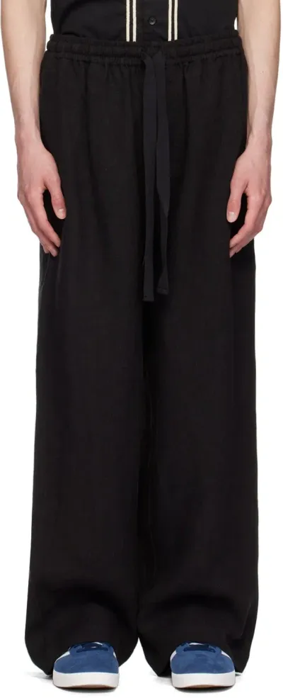 Commas Black Wide-leg Linen Trousers