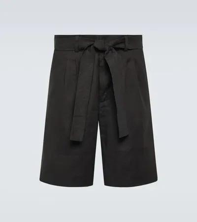 Commas Linen-blend Shorts In Black