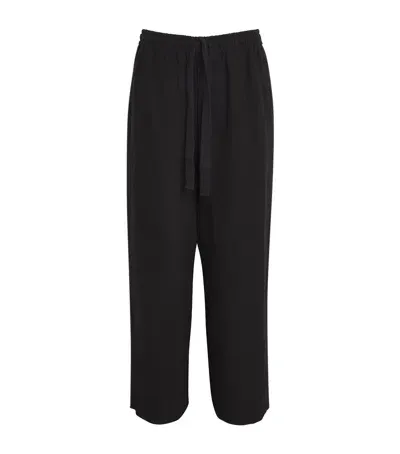 Commas Linen Wide-leg Trousers In Black