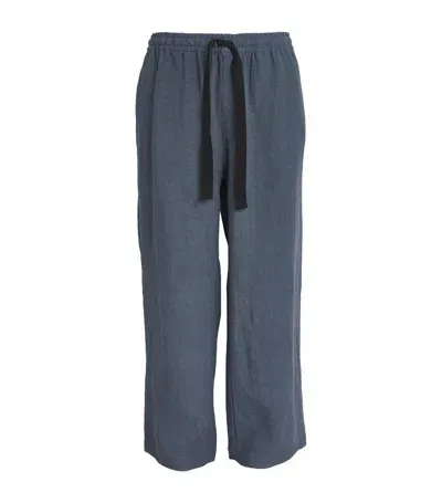 Commas Linen Wide-leg Trousers In Blue