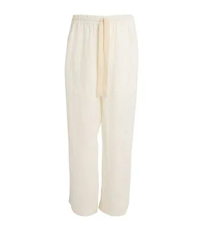 Commas Linen Wide-leg Pants In White