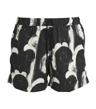 Commas Wave Print Swim Shorts In Black