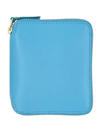 Comme Des Garçons Classic Zip Around Square Wallet In Blue