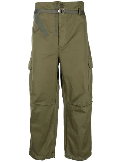 Comme Des Garçons Homme Deux Belted Tapered-leg Cargo Trousers In Green