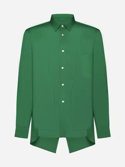 Comme Des Garçons Homme Deux Cotton Asymmetric Shirt In Green