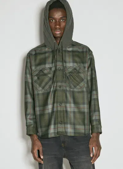 Comme Des Garçons Homme Deux Wool Flannel Shirt In Green