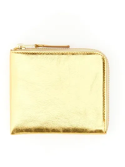 Comme Des Garçons Leather Wallet In Gold