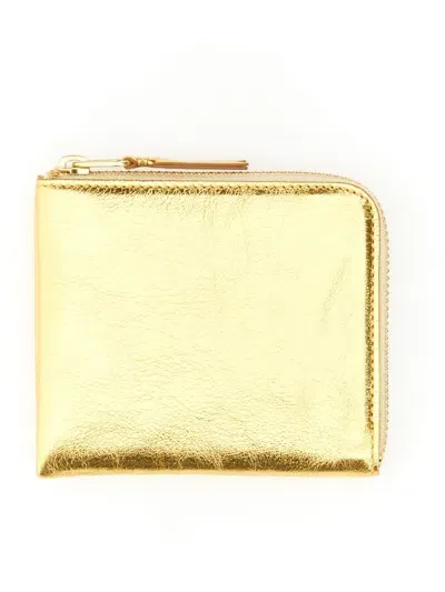 Comme Des Garçons Leather Wallet Unisex In Gold