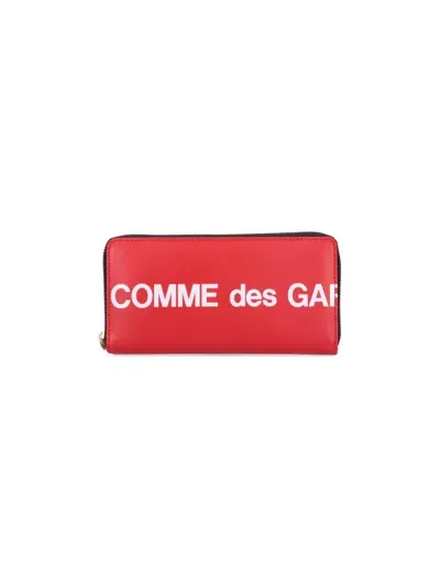 Comme Des Garçons Logo Wallet In Red