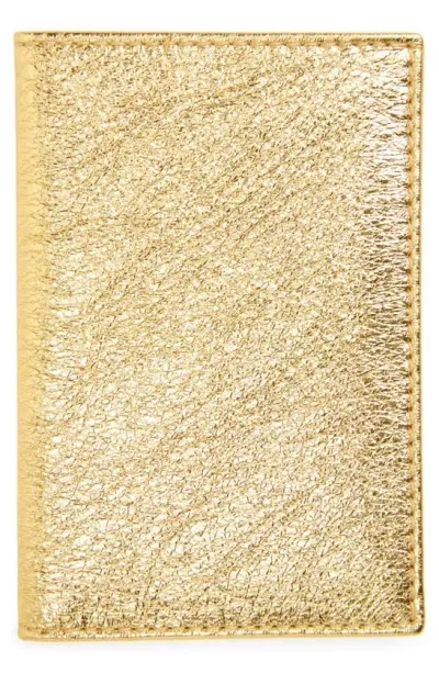 Comme Des Garçons Metallic Leather Card Holder In Gold