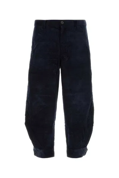 Comme Des Garçons Corduroy Trousers With Back Pockets And Cuffed Hem In Blue