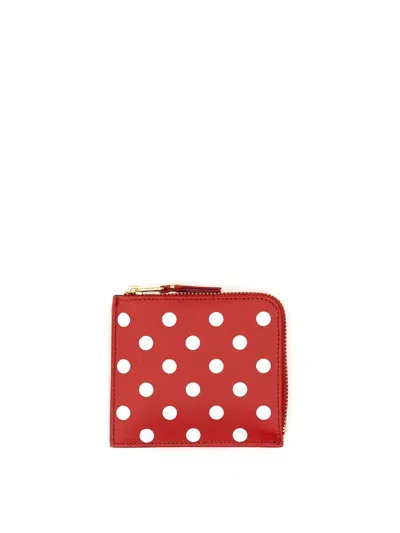 Comme Des Garçons Polka Dot Wallet In Red