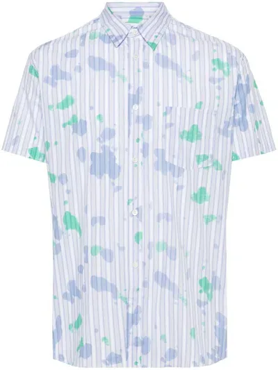 Comme Des Garçons Poplin Garment Printed Shirt In Blue