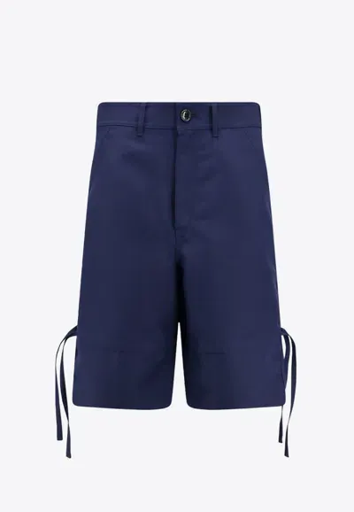 Comme Des Garçons Shirt Bermuda Shorts With Drawstring Detail In Blue